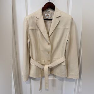 Talbots (Old Label) Cream Women's Blazer with Attached Belt Size 14